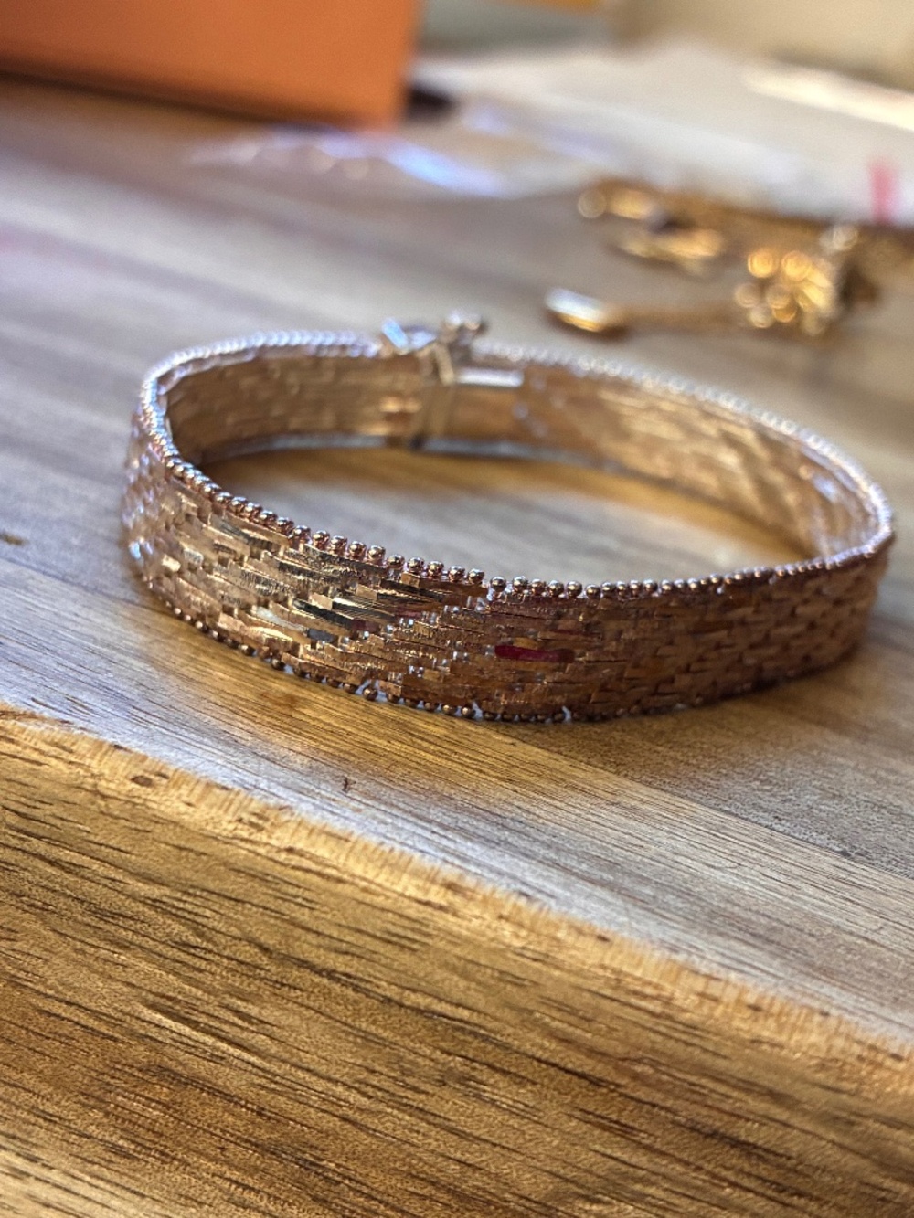 Vintage Italian 925 Sterling Silver Vermeil Wide Woven Mesh Bracelet